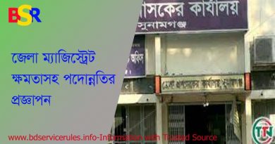 অতিরিক্ত জেলা প্রশাসক পদে পদোন্নতি প্রজ্ঞাপন ২০২২