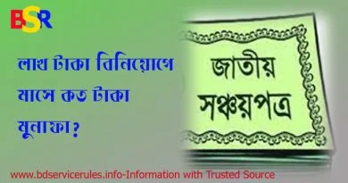 সঞ্চয়পত্রে প্রতি লাখে মাসিক ৯১২.০০ টাকা মুনাফা