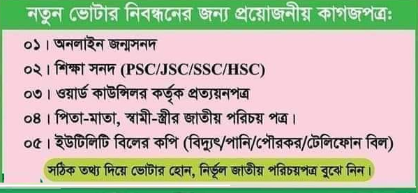 New Voter Nibondhon । নতুন ভোটার হওয়ার সুযোগ ২০২২