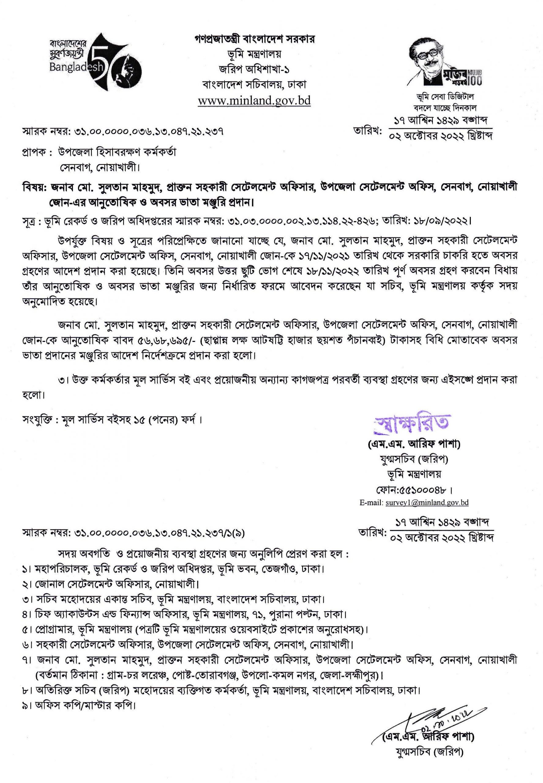 একজন সহকারী সেটেলমেন্ট অফিসার এর বেতন কত? চাকরি শেষে কত পেনশন ও অবসর ভাতা পান?