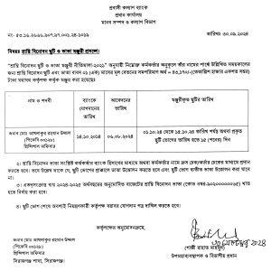 শ্রান্তি ও বিনোদন ছুটি মঞ্জুরী প্রসঙ্গে