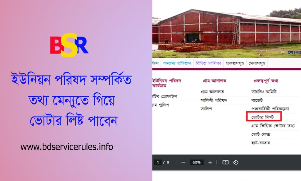 ইউনিয়ন পরিষদ গ্রাম ভিত্তিক ভোটার তালিকা pdf । ভোটার তালিকা ডাউনলোড করার উপায় দেখুন