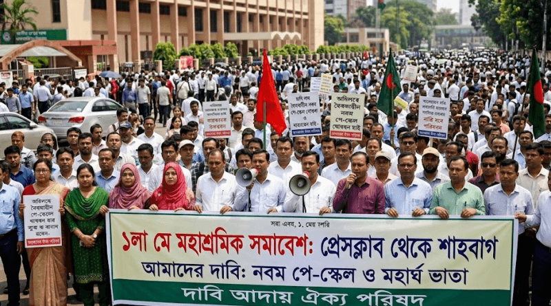 দ্রুত নবম পে-স্কেল বাস্তবায়নের দাবিতে মে দিবসে সরকারি কর্মচারীদের মহাসমাবেশের ডাক