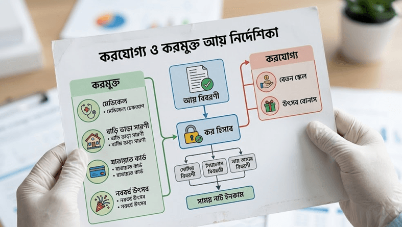 সরকারি কর্মকর্তা কর্মচারীদের করযোগ্য ও করমুক্ত আয়