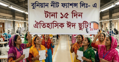 ঈদুল আজহায় টানা ১৫ দিনের রেকর্ড ছুটি ঘোষণা করলো বুনিয়ান নীট ফ্যাশন্স লিঃ