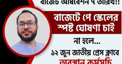 বাজেটে পে স্কেল ঘোষণা ও গেজেট প্রকাশের দাবি ১২ জুন জাতীয় প্রেস ক্লাবের সামনে অবস্থান কর্মসূচির ডাক