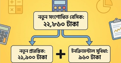 সরকারি কর্মচারীদের নতুন পে স্কেলে বেতন বৃদ্ধির হিসাব ২০২৬