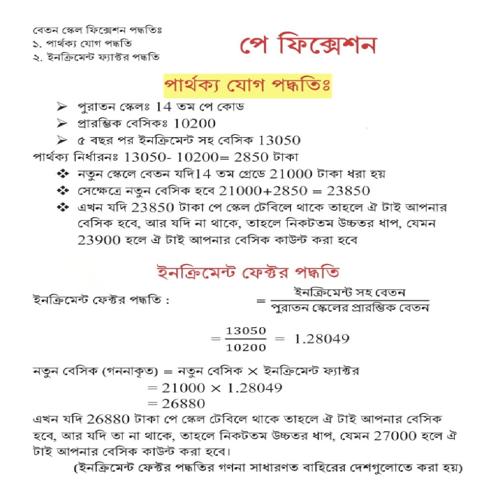 নতুন পে স্কেলে বেতন নির্ধারণ পদ্ধতি