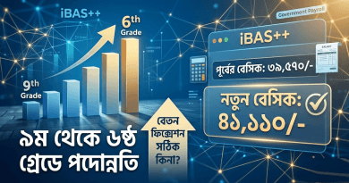 ৯ম গ্রেড থেকে ৬ষ্ঠ গ্রেডে পদোন্নতি