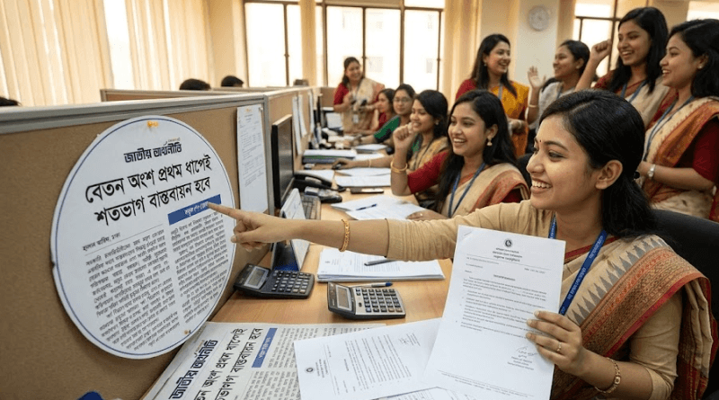 প্রথম ধাপেই বাস্তবায়িত হচ্ছে নতুন পে-স্কেলের পুরো বেতন অংশ