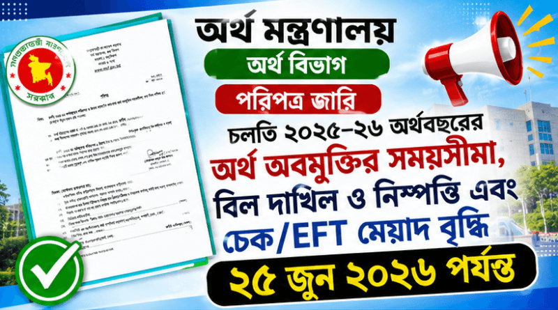 অর্থ অবমুক্তির সময়সীমা বাড়াল অর্থ বিভাগ