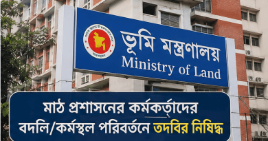 মাঠ প্রশাসনের কর্মকর্তাদের বদলি/কর্মস্থল পরিবর্তনে তদবির নিষিদ্ধ