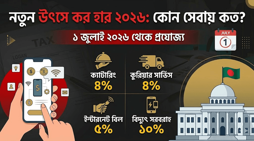 ১ জুলাই থেকে সেবার ক্ষেত্রে উৎস করের নতুন হার কার্যকর