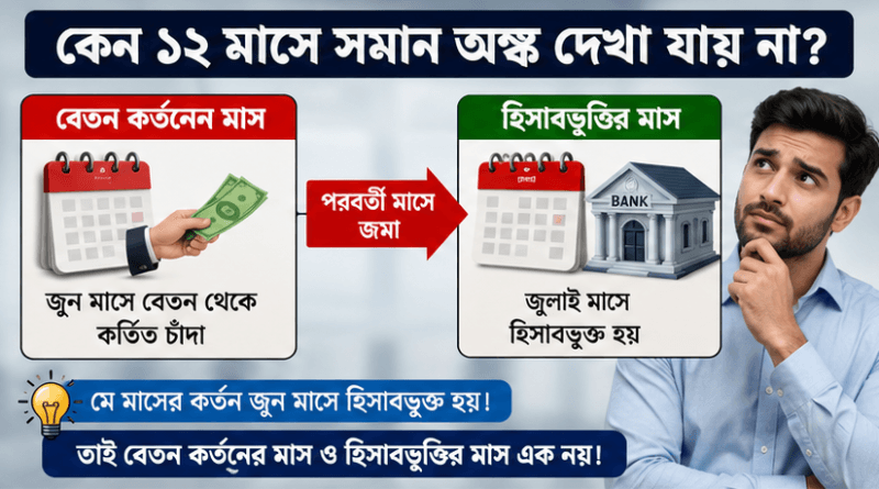 জিপিএফ স্লিপে ১২ মাসে সমান চাঁদা না দেখালে বিভ্রান্ত হবেন না