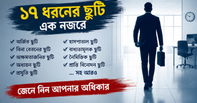 সরকারি চাকরিতে স্বীকৃত ১৭ ধরনের ছুটি