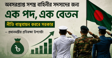 অবসরপ্রাপ্ত সশস্ত্র বাহিনীর সদস্যদের জন্য ‘এক পদ, এক বেতন’ নীতি বাস্তবায়নের ঘোষণা