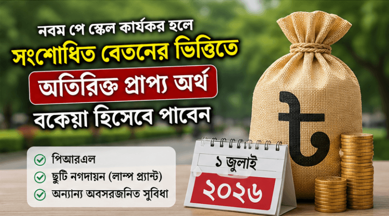 পিআরএল আগস্টে মঞ্জুর হলে বর্তমান বেতনে ছুটি নগদায়ন নিলে কী নবম পে স্কেলের বকেয়া পাওয়া যাবে?