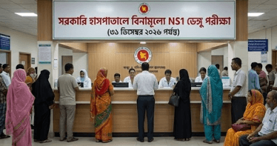 সরকারি হাসপাতালে আগামী ৩১ ডিসেম্বর পর্যন্ত ডেঙ্গুর ‘NS1’ পরীক্ষা সম্পূর্ণ বিনামূল্যে