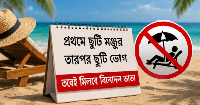 শ্রান্তি ও বিনোদন ছুটি ভূতাপেক্ষভাবে মঞ্জুরের সুযোগ নেই