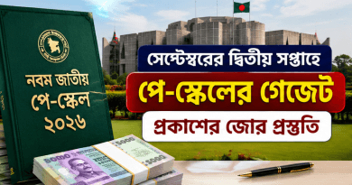 সেপ্টেম্বরের দ্বিতীয় সপ্তাহে গেজেট, অক্টোবরে নতুন বেতন?