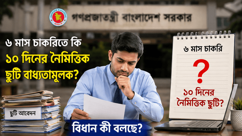 সরকারি চাকরিতে ৬ মাস চাকরি করলে কি ১০ দিনের নৈমিত্তিক ছুটি পাওয়ার বাধ্যতামূলক বিধান আছে?