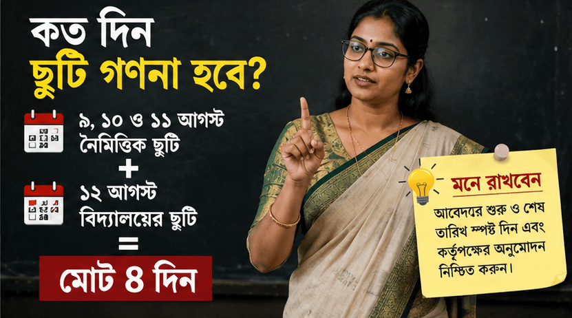 ৯–১১ আগস্ট নৈমিত্তিক ছুটি নিলে কত দিন ছুটি গণনা হবে?