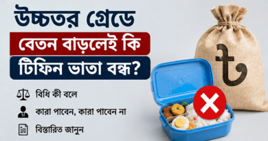 উচ্চতর গ্রেড পেলে ১০ম বা ৯ম গ্রেডে টিফিন ভাতা থাকবে কি?