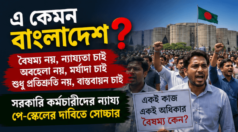 বৈষম্যহীন ও ন্যায্য পে-স্কেলের দাবিতে সরকারি কর্মচারীদের ক্ষোভ