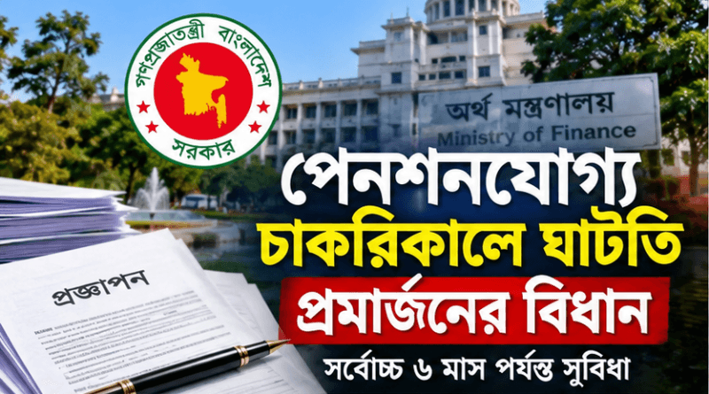 পেনশনযোগ্য চাকরিকালে ঘাটতি প্রমার্জনের বিধান