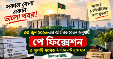 ৩০ জুনের আহরিত বেতন ধরে পে-ফিক্সেশন