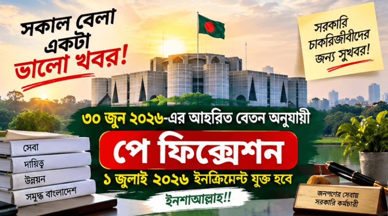 ৩০ জুনের আহরিত বেতন ধরে পে-ফিক্সেশন