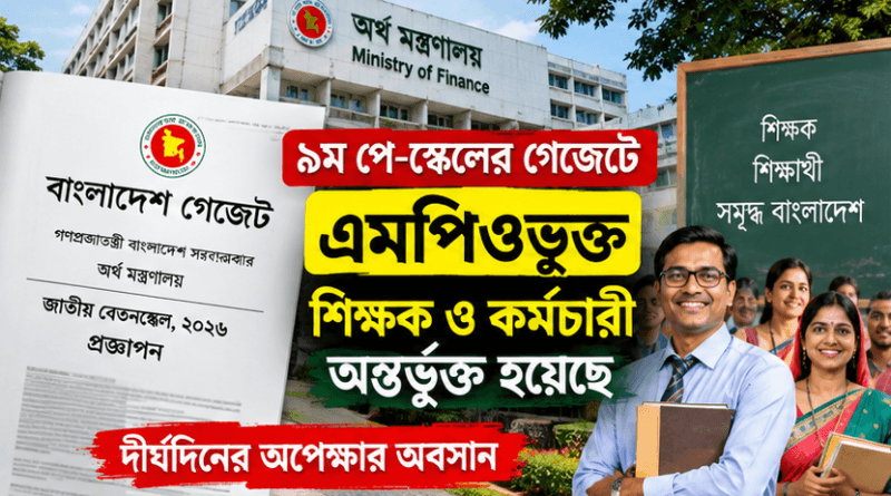নবম পে-স্কেলের গেজেটে এমপিওভুক্ত শিক্ষক-কর্মচারীরাও অন্তর্ভুক্ত