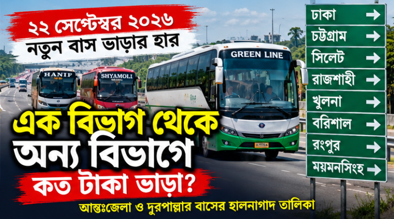 আন্তঃজেলা ও দূরপাল্লার বাসের নতুন ভাড়ার তালিকা প্রকাশ