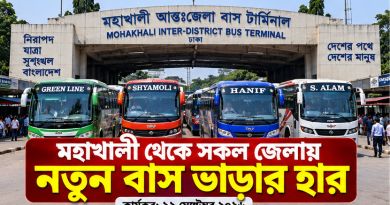 মহাখালী বাস টার্মিনাল থেকে বিভিন্ন জেলায় নতুন বাসভাড়া, প্রকাশ নতুন তালিকা