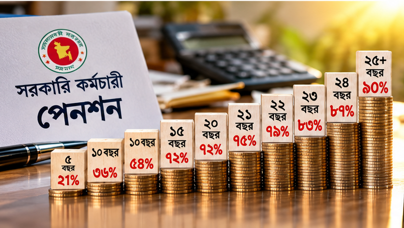 সরকারি চাকরিজীবীদের পেনশন বাড়বে ৮ ধাপে