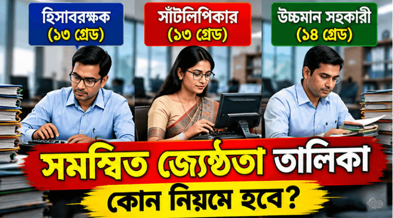 হিসাবরক্ষক, সাঁটলিপিকার ও উচ্চমান সহকারীর সমন্বিত জ্যেষ্ঠতা