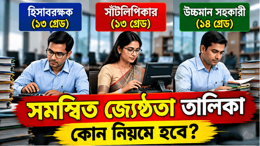 হিসাবরক্ষক, সাঁটলিপিকার ও উচ্চমান সহকারীর সমন্বিত জ্যেষ্ঠতা