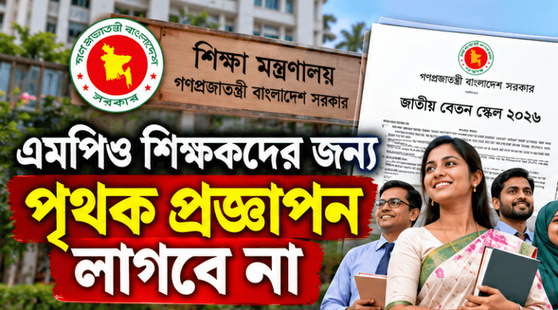 এমপিওভুক্ত শিক্ষকদের পে-স্কেলে আলাদা প্রজ্ঞাপন লাগবে না