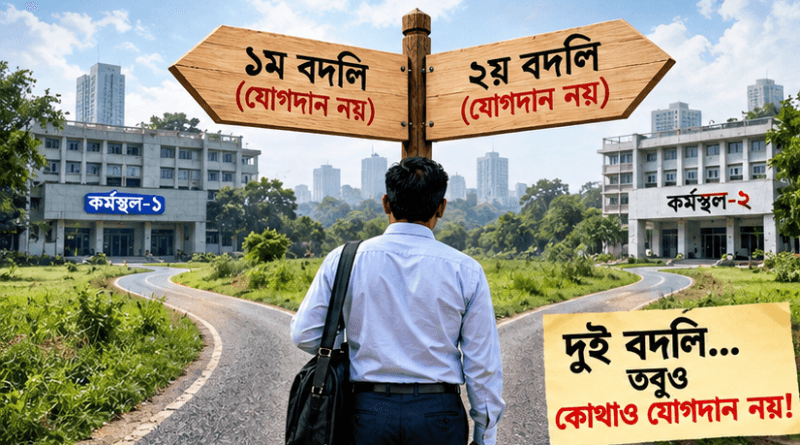 দুই বছর ধরে কর্মস্থলহীন সরকারি কর্মচারীর পরিণতি কী?