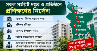 ৯ম গ্রেড ও তদূর্ধ্ব কর্মকর্তাদের প্রশিক্ষণের নির্দেশ