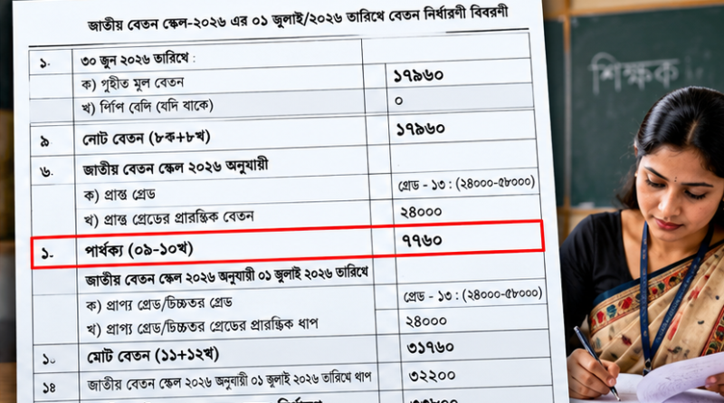 সহকারী শিক্ষকের বেতন নির্ধারণী বিবরণী বিশ্লেষণ
