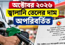 অক্টোবর ২০২৬ মাসে জ্বালানি তেলের দাম অপরিবর্তিত