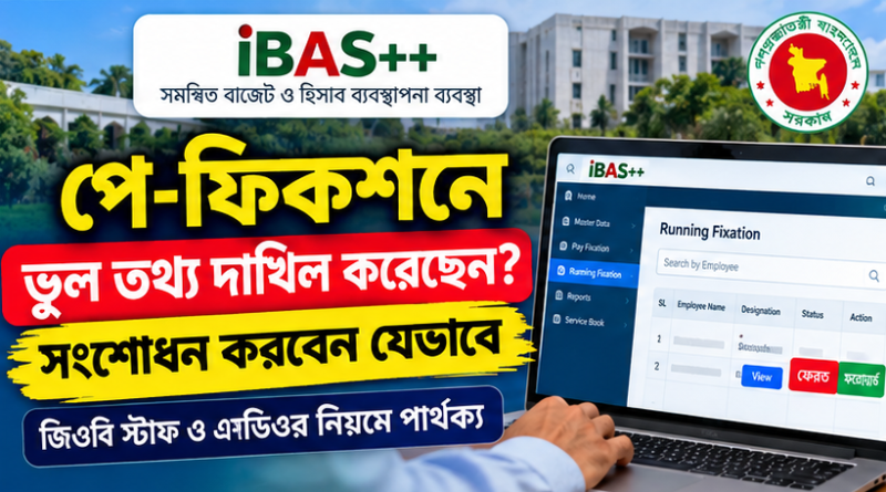আইবাস++ পে-ফিকশনে ভুল তথ্য দাখিল হলে সংশোধন করবেন যেভাবে