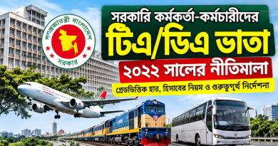 সরকারি চাকরিজীবীদের টিএ/ডিএ ভাতা নির্ধারণ