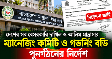 দেশের সব বেসরকারি দাখিল-আলিম মাদ্রাসার ম্যানেজিং কমিটি ও গভর্নিং বডি পুনর্গঠনের নির্দেশ