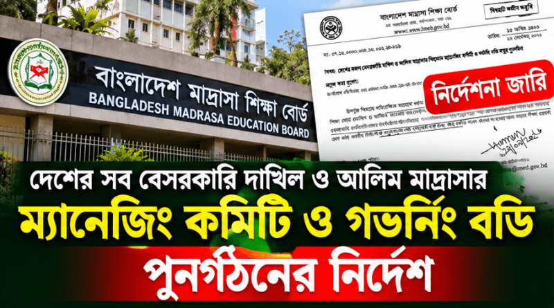 দেশের সব বেসরকারি দাখিল-আলিম মাদ্রাসার ম্যানেজিং কমিটি ও গভর্নিং বডি পুনর্গঠনের নির্দেশ