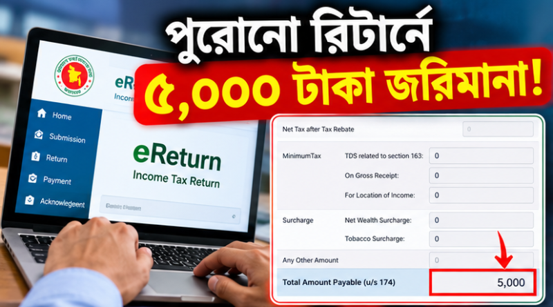 টিন খোলার পর আগের বছরের রিটার্ন না দিলে ১০ হাজার টাকা জরিমানা?