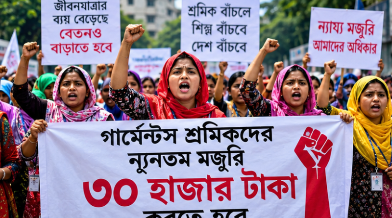 গার্মেন্টস শ্রমিকদের ন্যূনতম মজুরি ৩০ হাজার টাকা করার জোর দাবি
