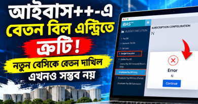 আইবাস++ আপডেটের কারণে বেতন বিল দাখিলে সাময়িক জটিলতা