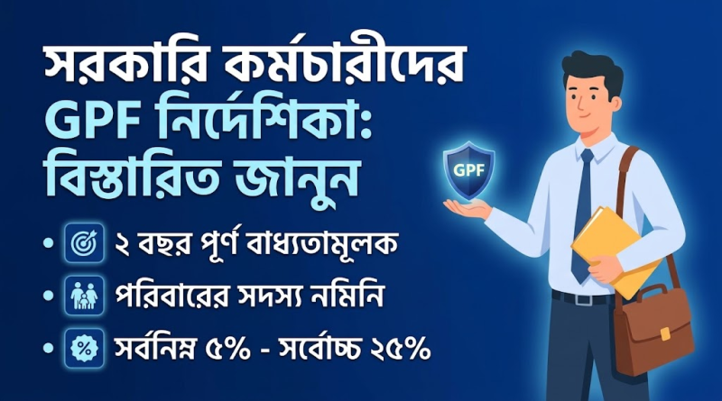 জিপিএফ (GPF) তহবিলের গুরুত্বপূর্ণ নিয়মাবলী